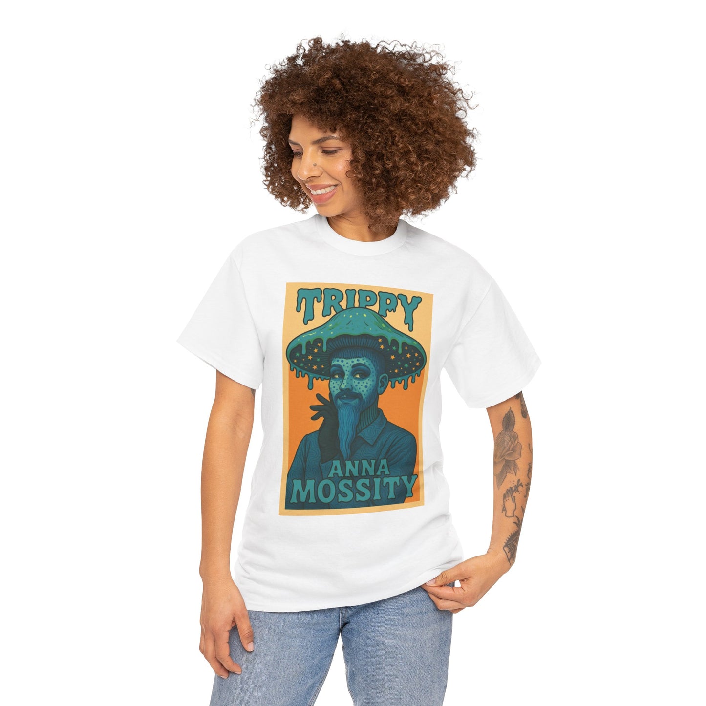 Trippy Unisex Heavy Cotton Tee with Anna Mossity Design - Perfect for Music Festivals or Casual Outings