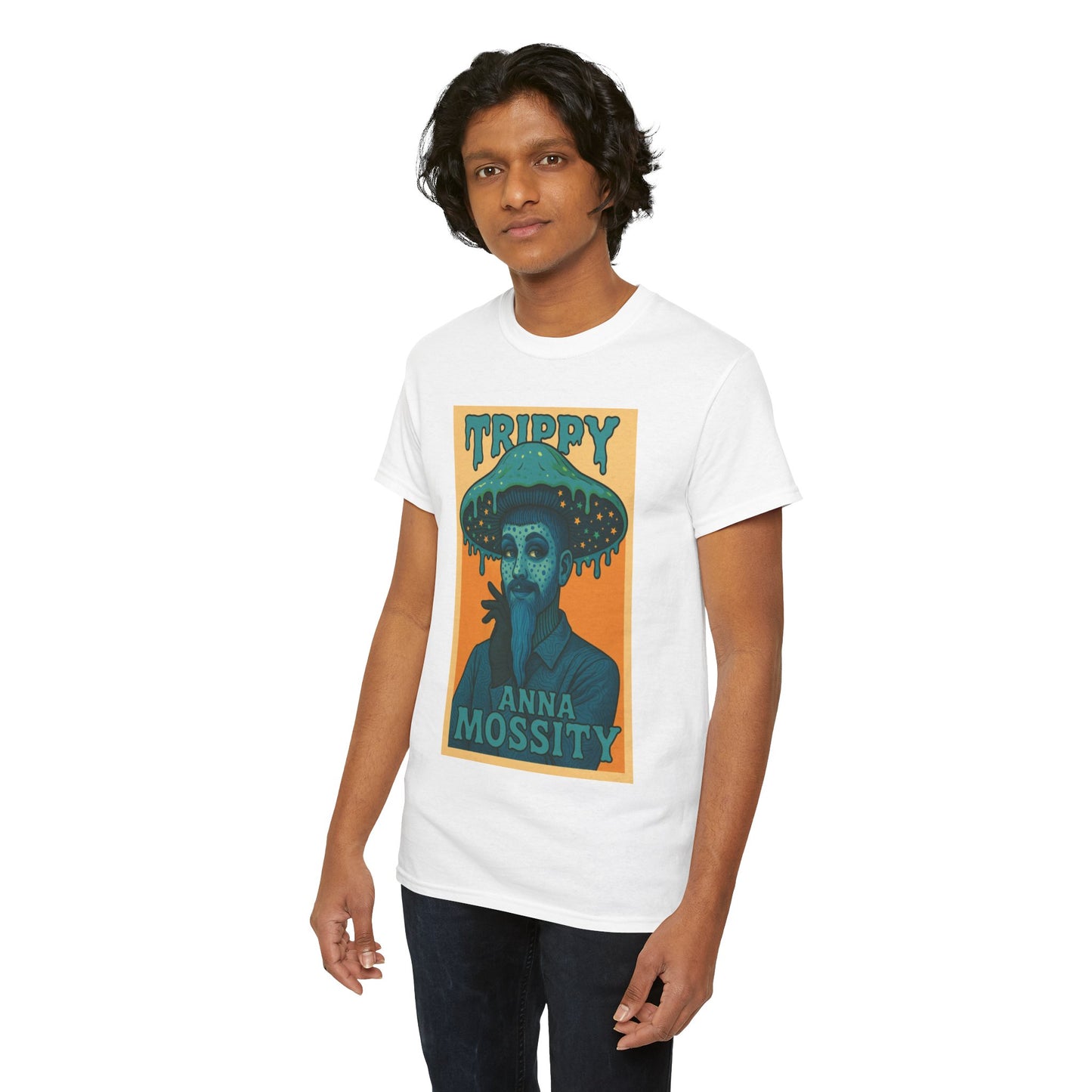 Trippy Unisex Heavy Cotton Tee with Anna Mossity Design - Perfect for Music Festivals or Casual Outings