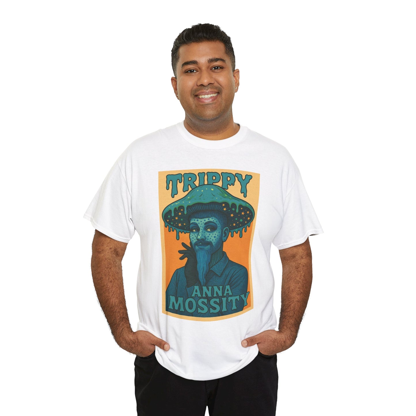 Trippy Unisex Heavy Cotton Tee with Anna Mossity Design - Perfect for Music Festivals or Casual Outings