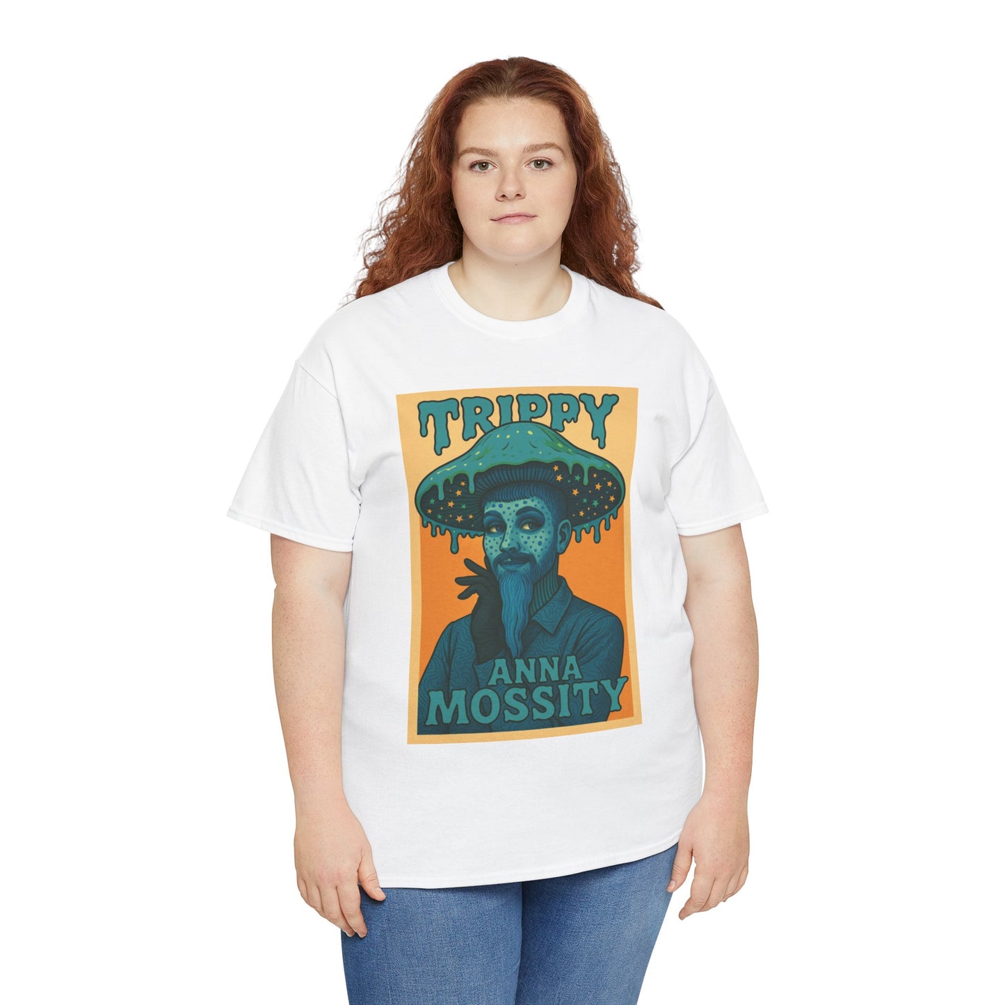 Trippy Unisex Heavy Cotton Tee with Anna Mossity Design - Perfect for Music Festivals or Casual Outings
