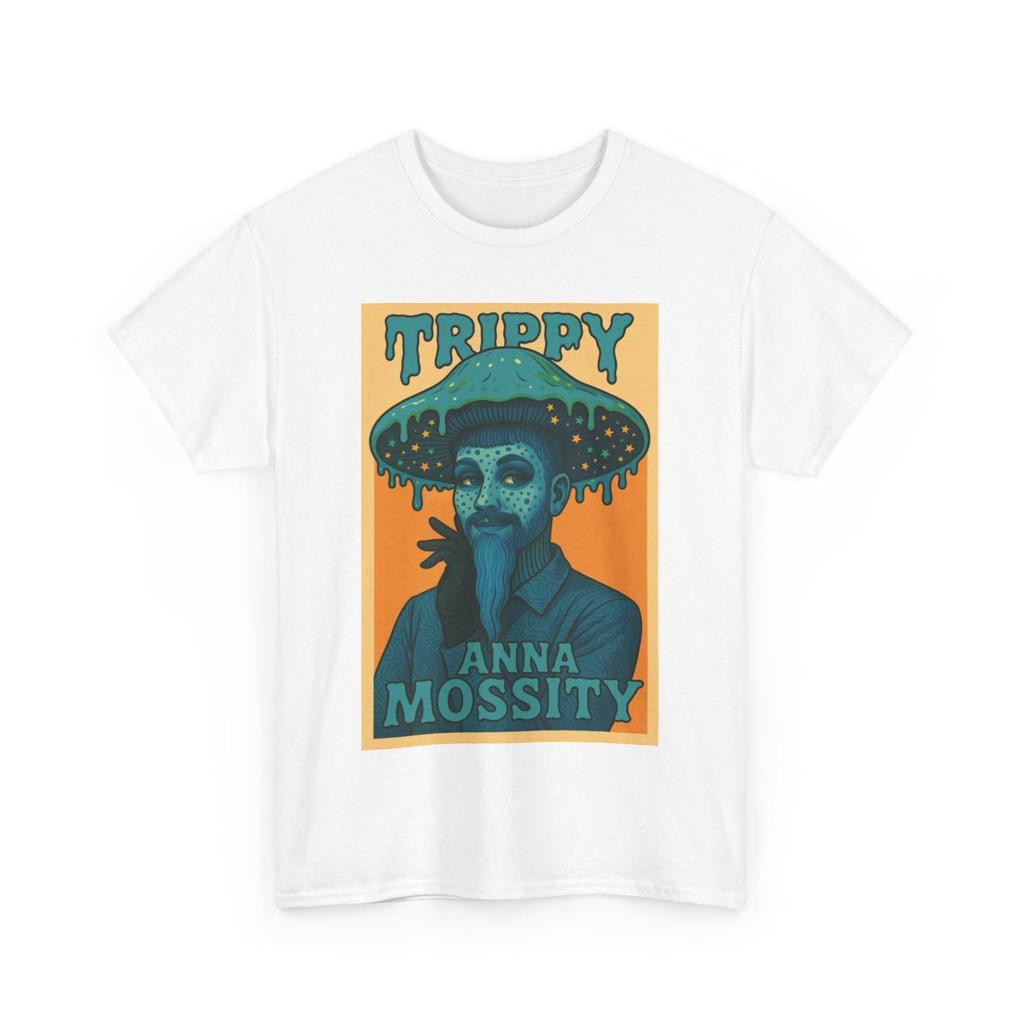 Trippy Unisex Heavy Cotton Tee with Anna Mossity Design - Perfect for Music Festivals or Casual Outings