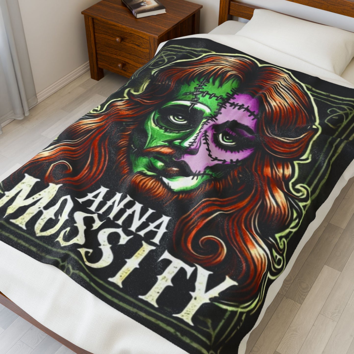 Spooky Anna Mossity Velveteen Plush Blanket - Cozy Halloween Décor