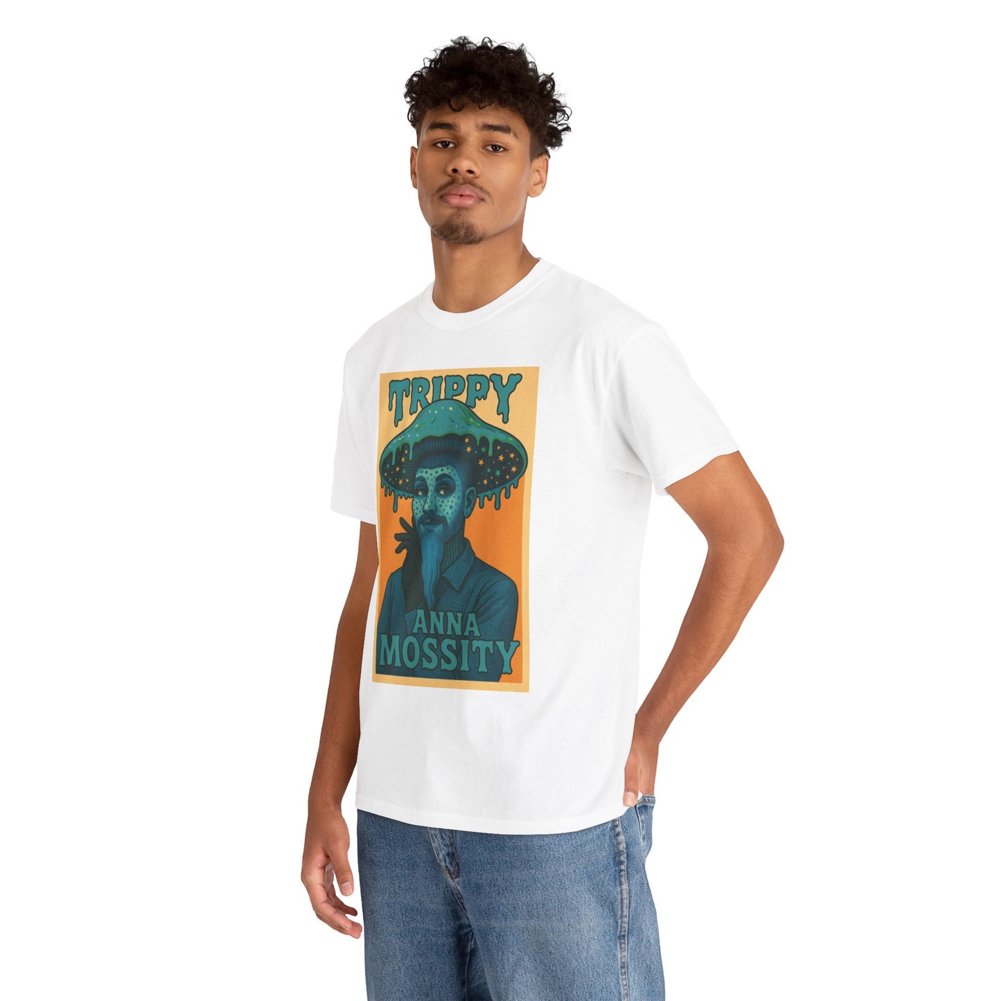 Trippy Unisex Heavy Cotton Tee with Anna Mossity Design - Perfect for Music Festivals or Casual Outings