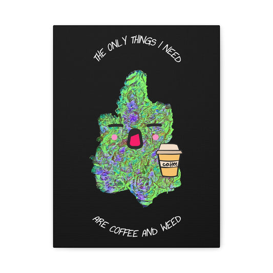Coffee and Cannabis Matte Canvas Wall Art, Stretched Canvas Print, Home Decor, Funny Wall Art, Unique Gift for Coffee Lovers