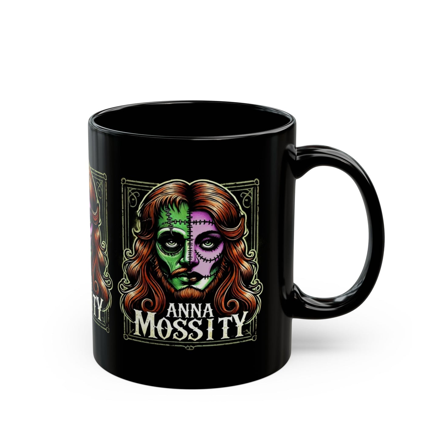 Day of the Dead Inspired Black Mug - Anna Mossity Design (11oz, 15oz)