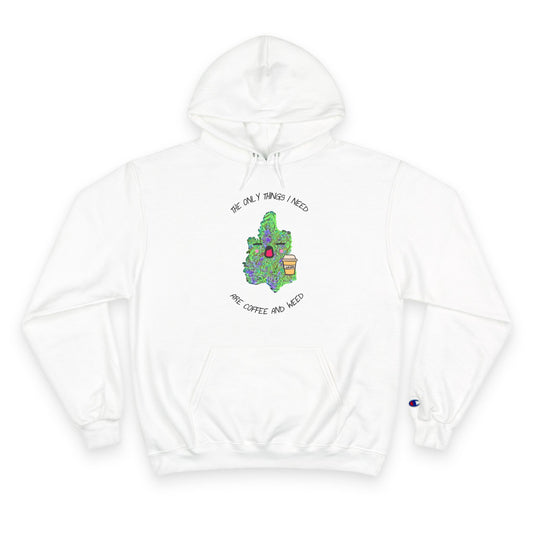 Coffee and Weed Champion Hoodie, Cozy Sweatshirt, Gift for Stoners, Chill Vibes, 420 Celebrations, Unique Quotes Apparel