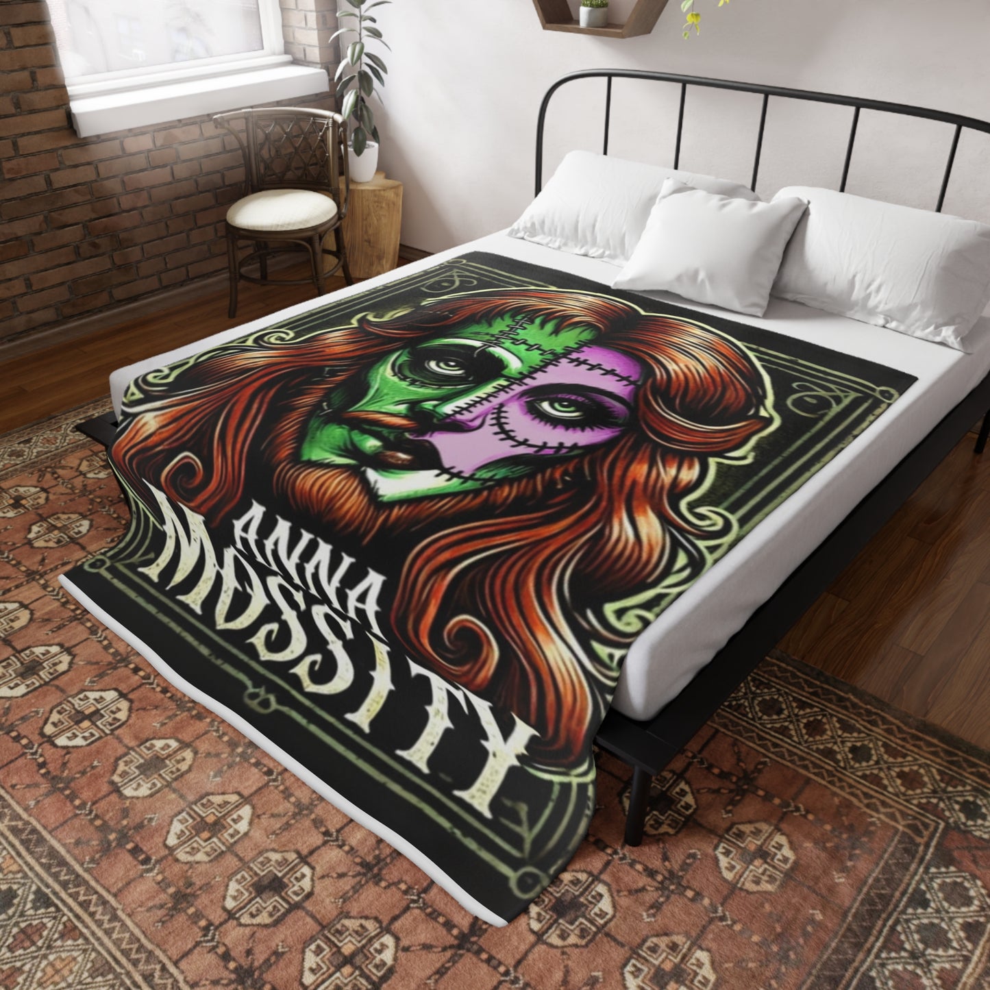 Gothic Horror Plush Fleece Blanket - Anna Mossity Design