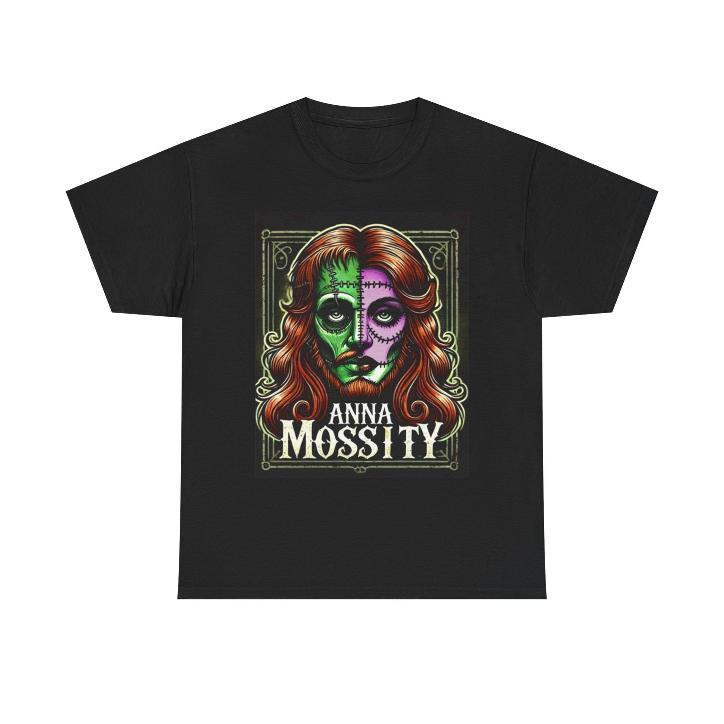 Vintage-Inspired Unisex Heavy Cotton Tee - 'Anna Mossity' Art T-Shirt for Halloween and Casual Wear