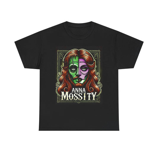 Vintage-Inspired Unisex Heavy Cotton Tee - 'Anna Mossity' Art T-Shirt for Halloween and Casual Wear