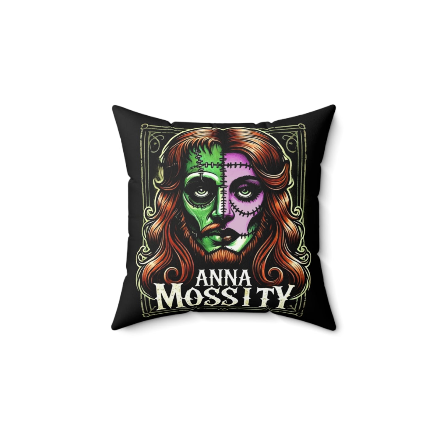 Colorful Halloween Themed Square Pillow - 'Anna Mossity' Design