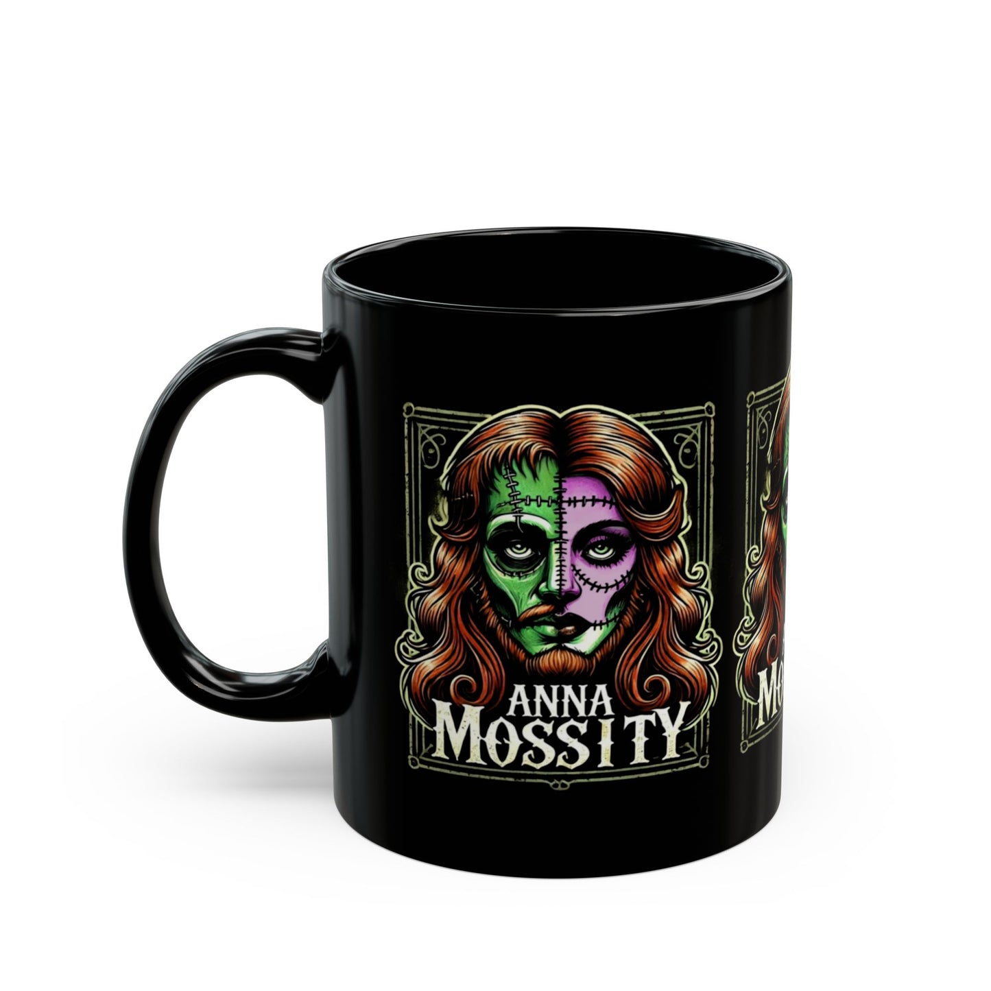 Day of the Dead Inspired Black Mug - Anna Mossity Design (11oz, 15oz)