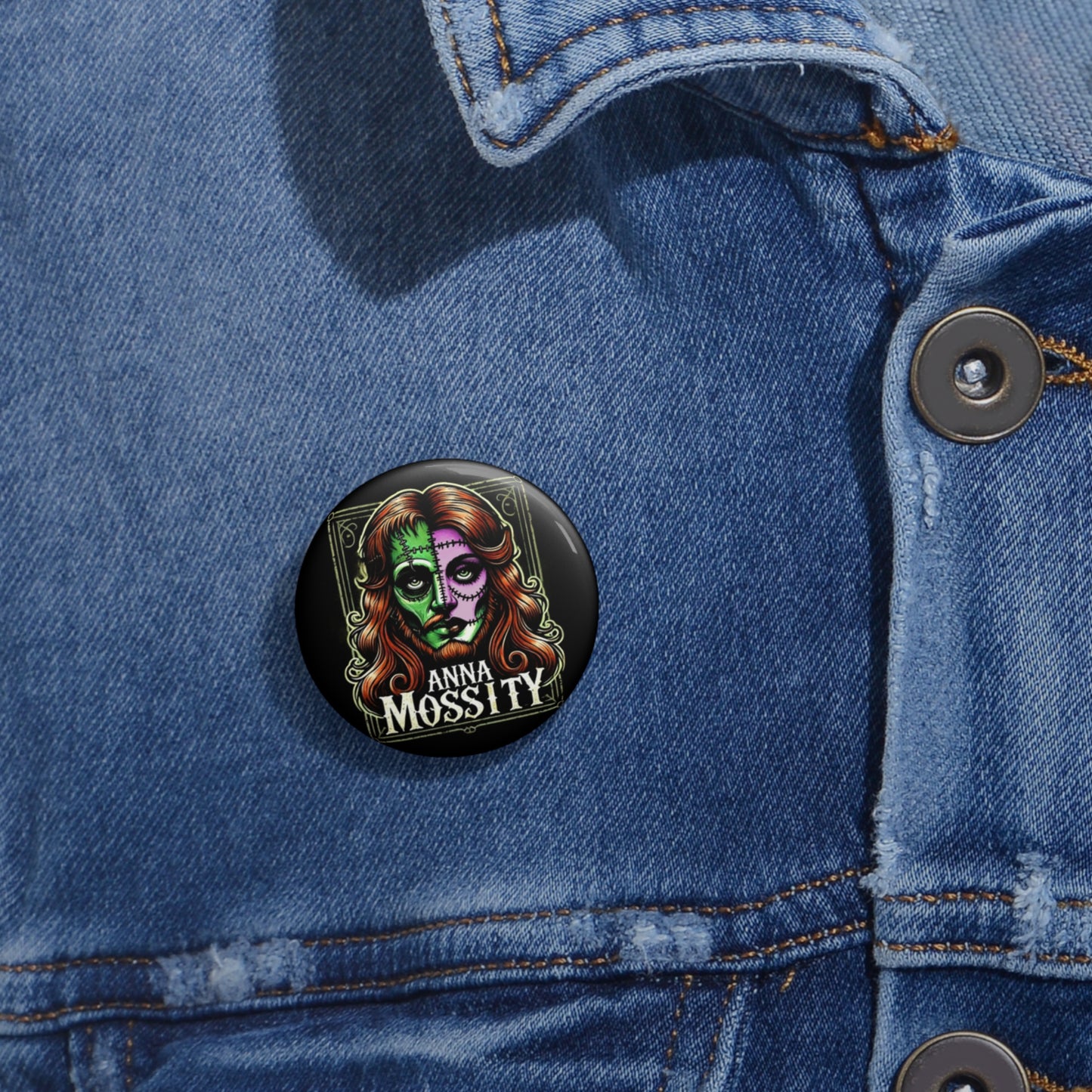 Custom Anna Mossity Pin Buttons - Unique Gothic Accessories for Halloween and Everyday Wear