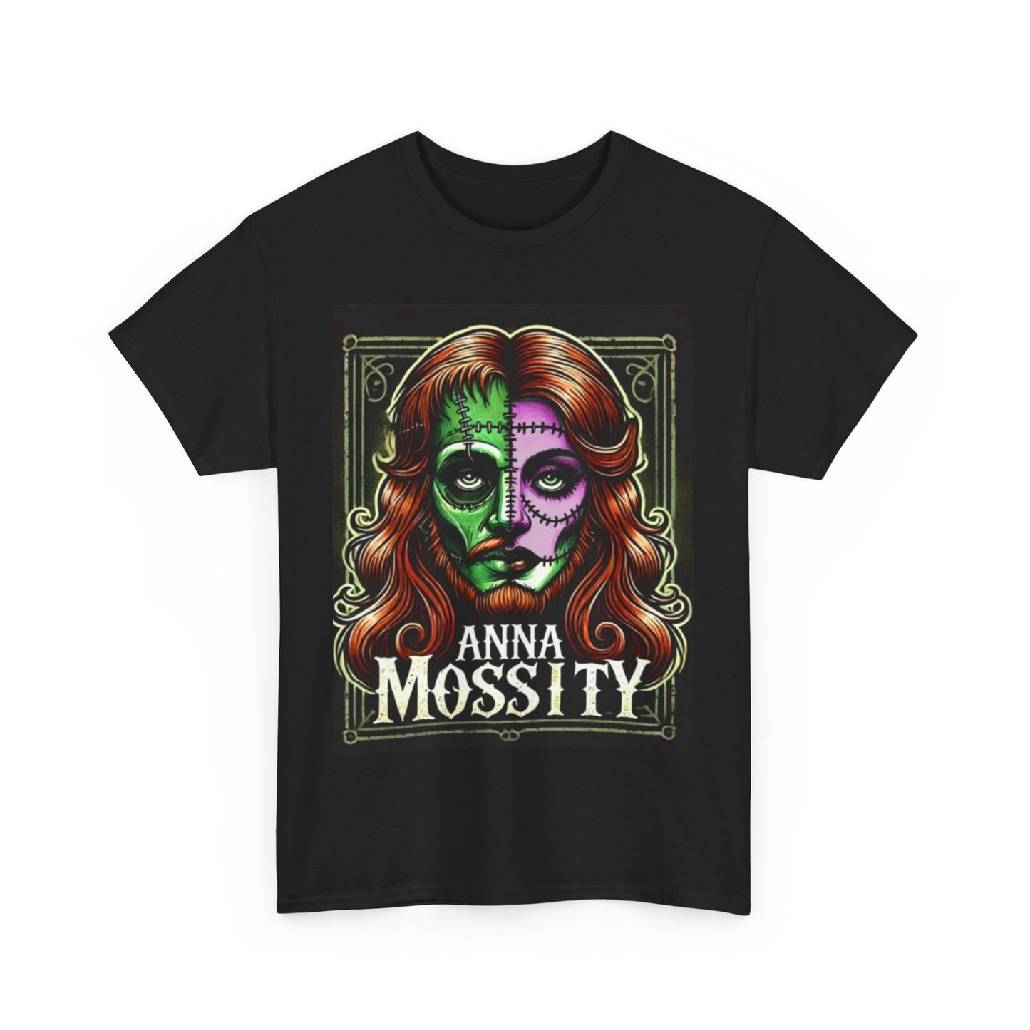 Vintage-Inspired Unisex Heavy Cotton Tee - 'Anna Mossity' Art T-Shirt for Halloween and Casual Wear