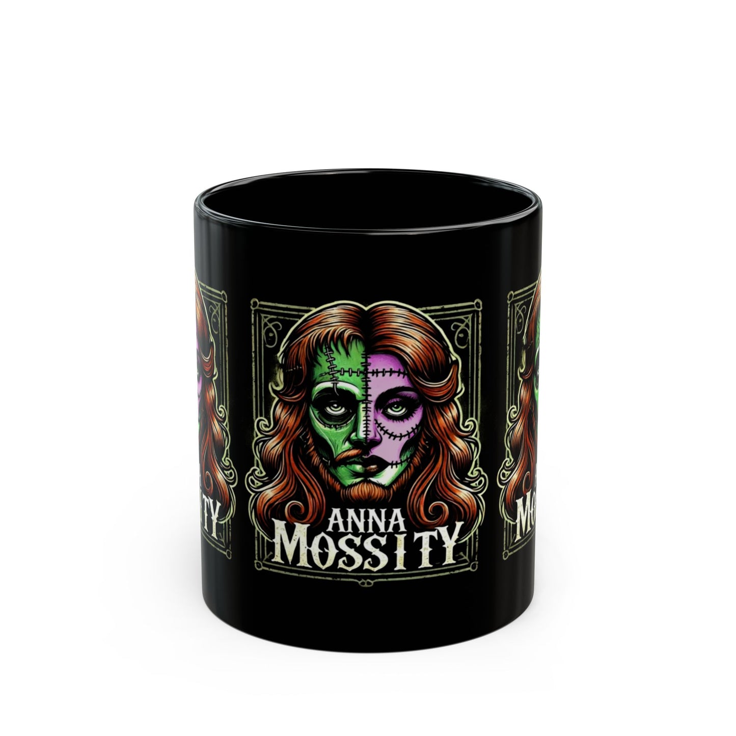 Day of the Dead Inspired Black Mug - Anna Mossity Design (11oz, 15oz)