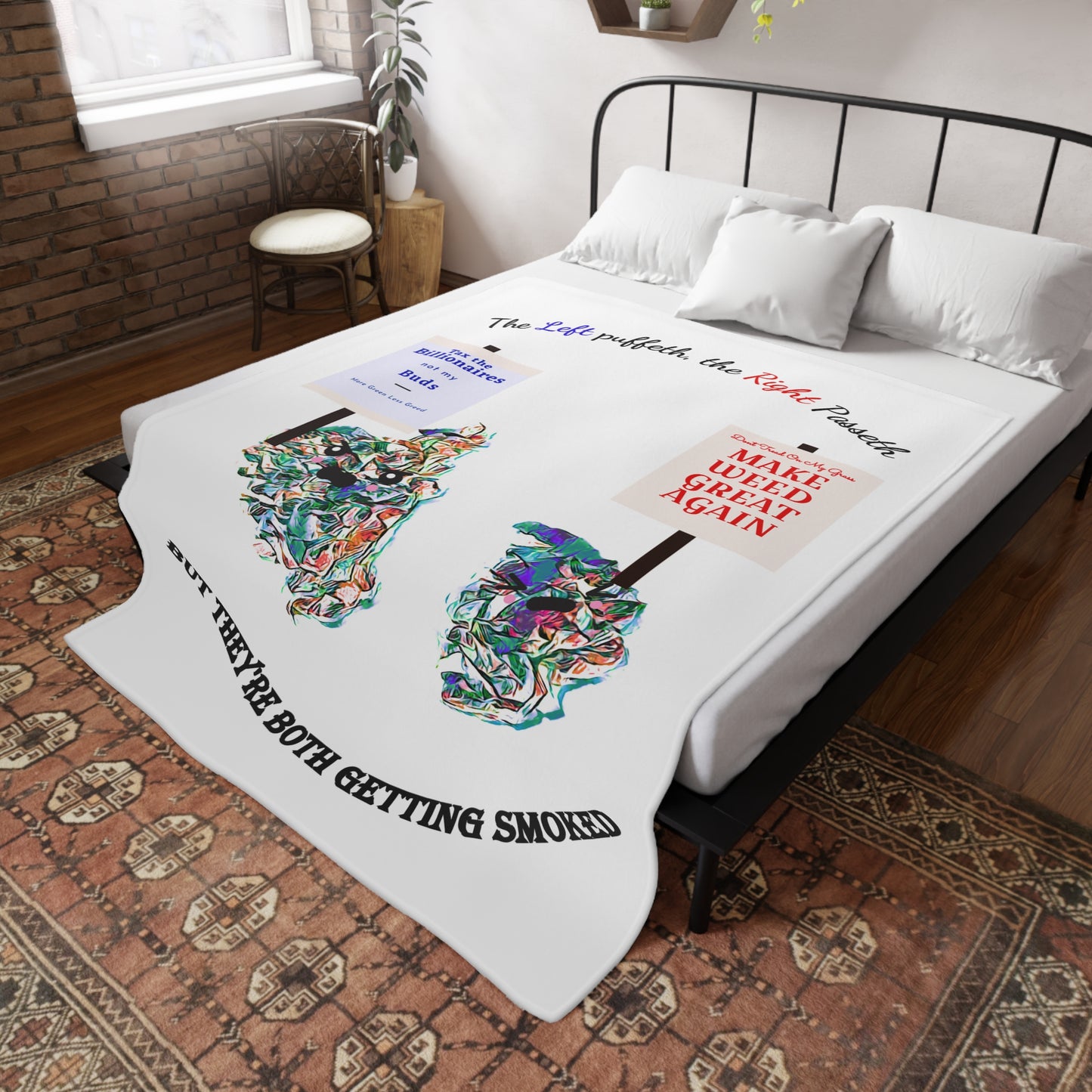 Political Pun Plush Fleece Blanket - "United Strains of America"