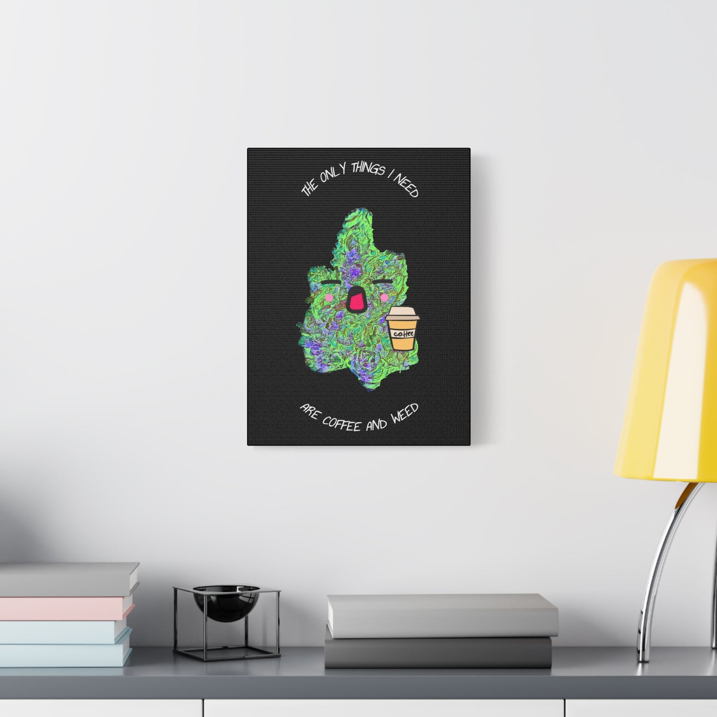 Coffee and Cannabis Matte Canvas Wall Art, Stretched Canvas Print, Home Decor, Funny Wall Art, Unique Gift for Coffee Lovers